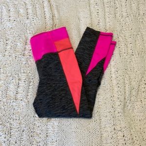 Athleta gray orange and pink leggings